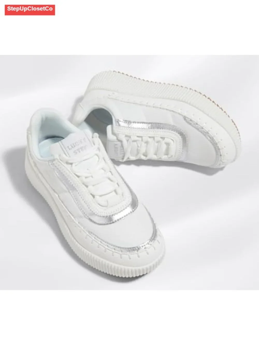 Chunky Platform Sneakers with Pearl Embellishments